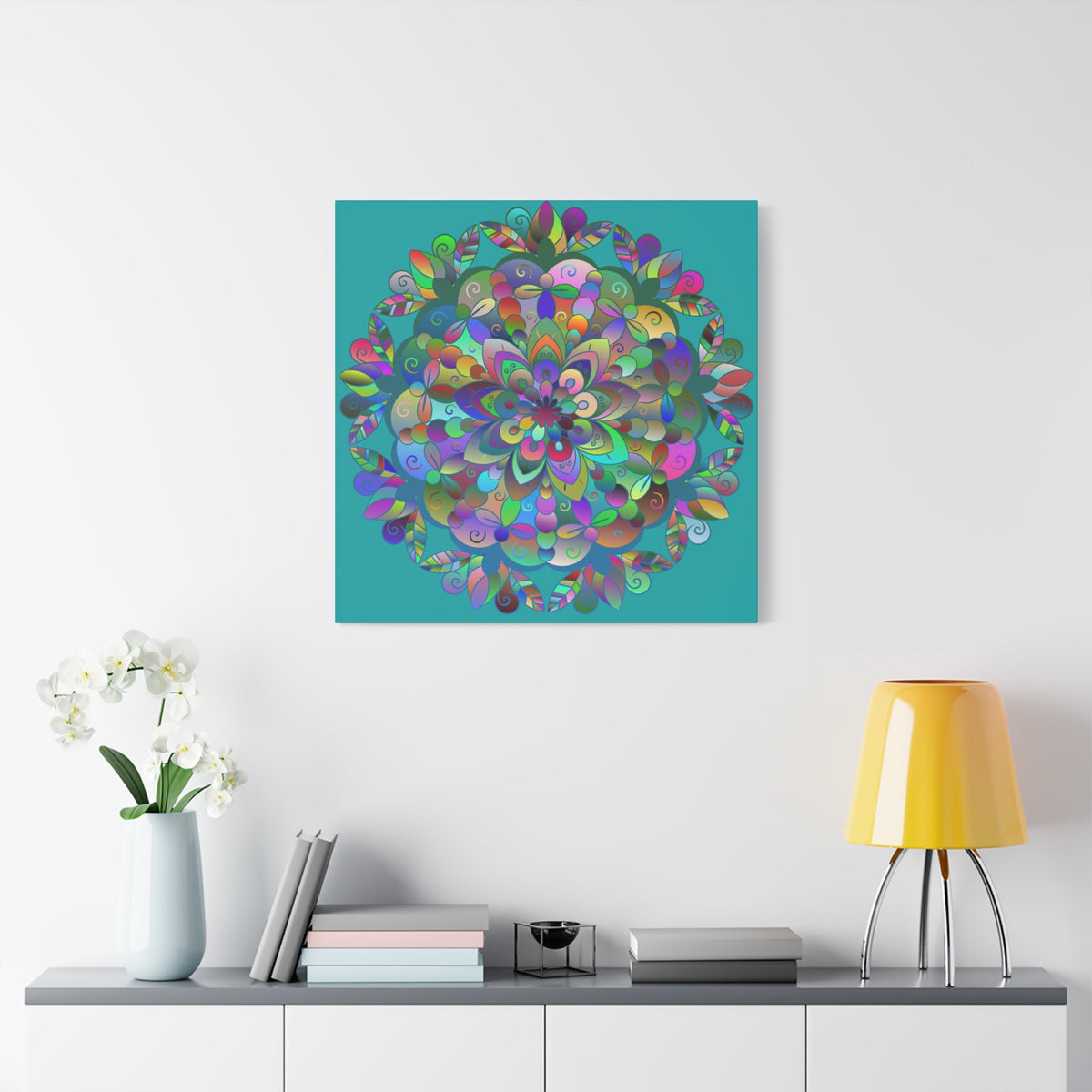 Colorful Floral Mandala Matte Canvas Wall Art — Stretched 1.25"