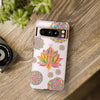 Beautiful light pink phone case featuring a intricate mandala lotus flower design