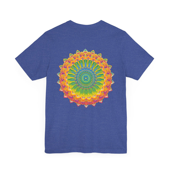 A beautiful and colorful tee featuring a vibrant mandala design, symbolizing spiritual peace and harmony