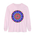 Bohemian-inspired long sleeve t-shirt with a colorful mandala print