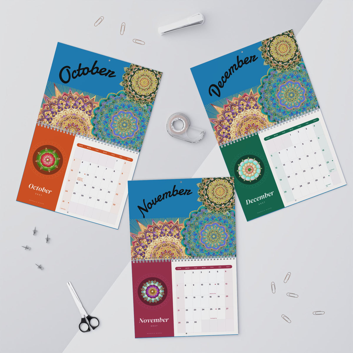 2027 Rise N’ Shine Mandala Wall Calendar