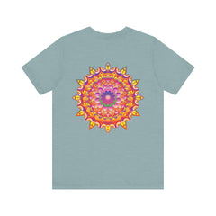 Beautiful Vibrant Mandala T-Shirt featuring a spiritual design promoting peace and harmony, perfect for expressing your inner calm and positivity