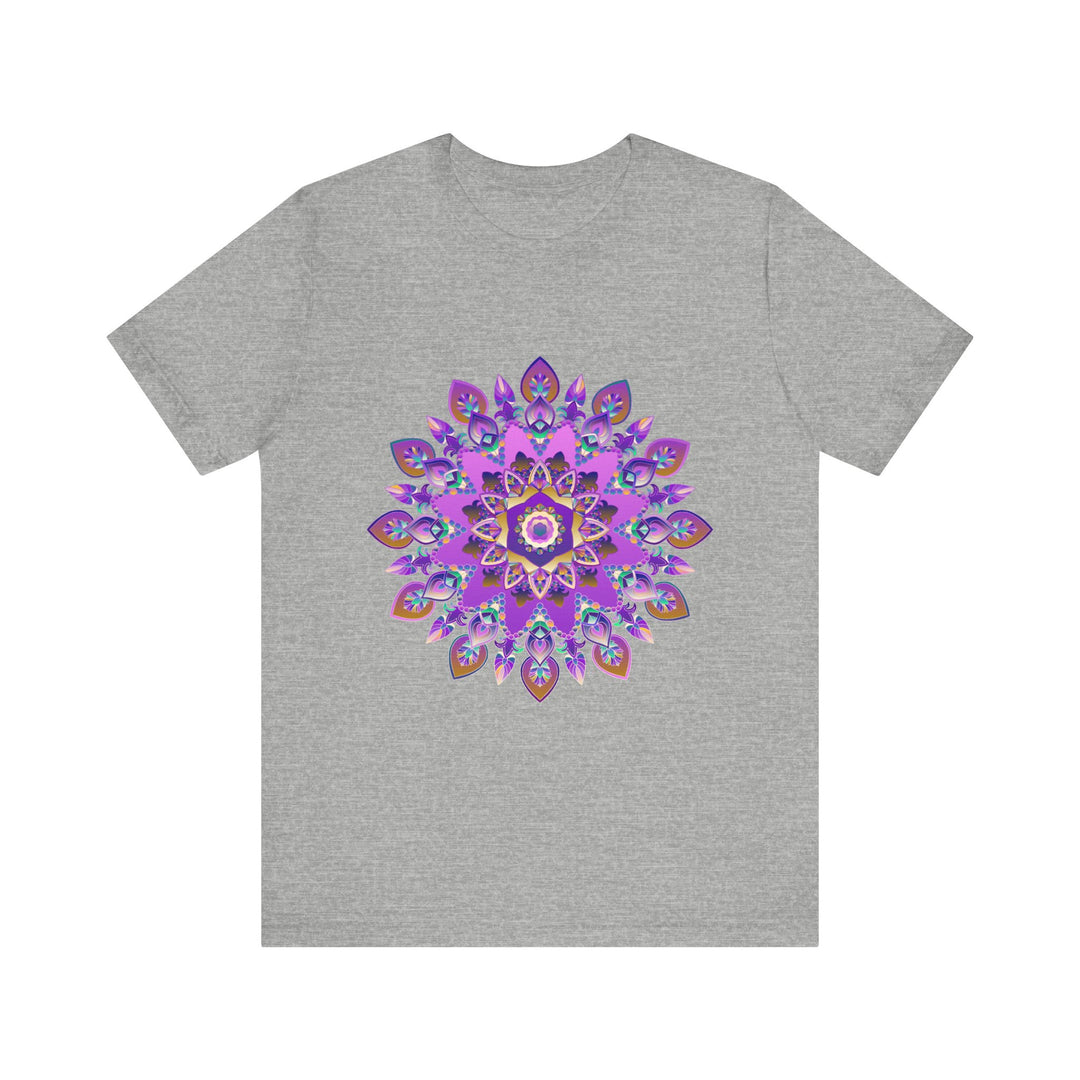 Beautiful purple and gold mandala tee with intricate spiritual art design