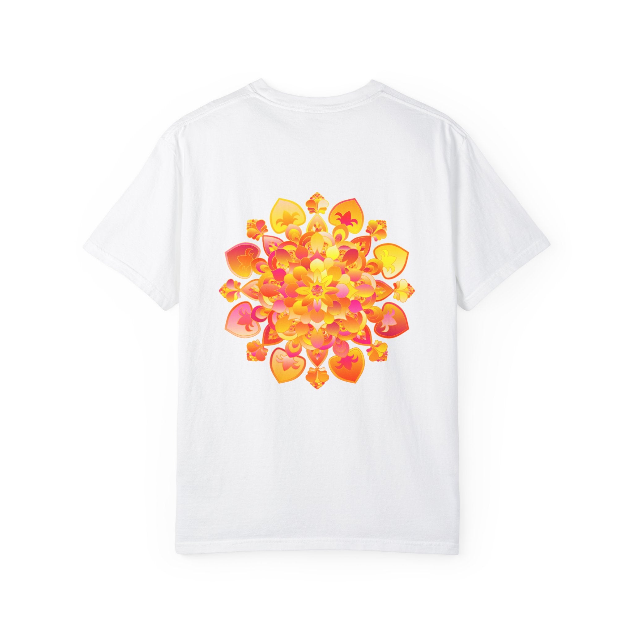 Handmade mandala t-shirt featuring intricate design, perfect for yoga and meditation, suitable for both men and women