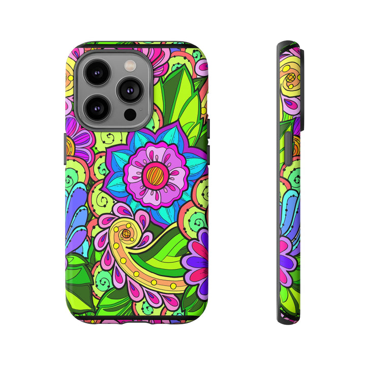 Floral Fantasy iPhone and Google Pixel Case in Bright Green Palette