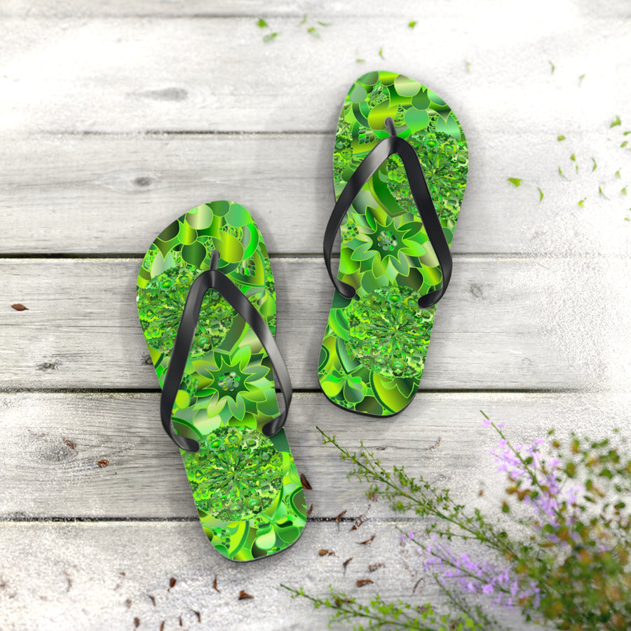 Infradito "Caleidoscopio Verde" – Sandali da Spiaggia Tropicali Floreali
