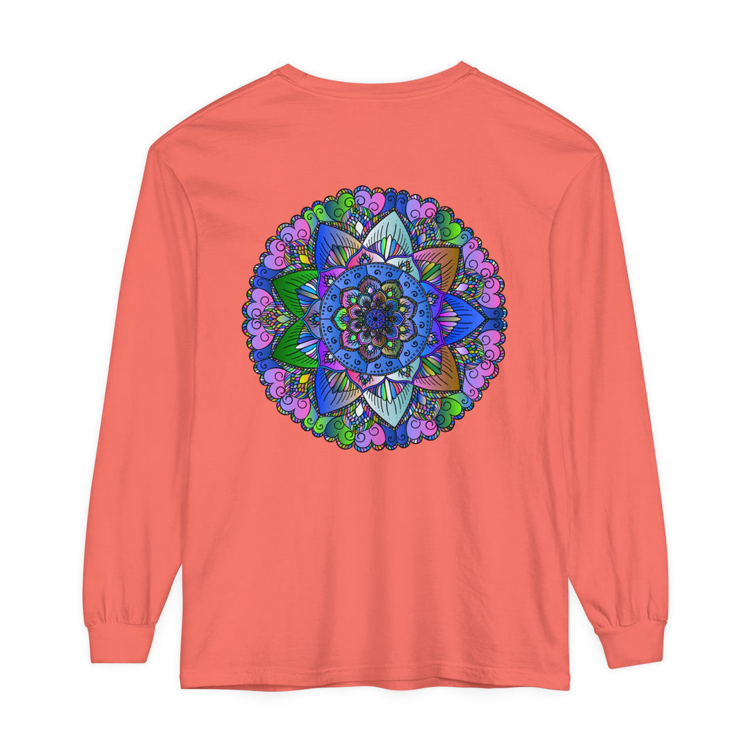 Vibrant Mandala Unisex Long Sleeve T-Shirt featuring colorful and intricate mandala design