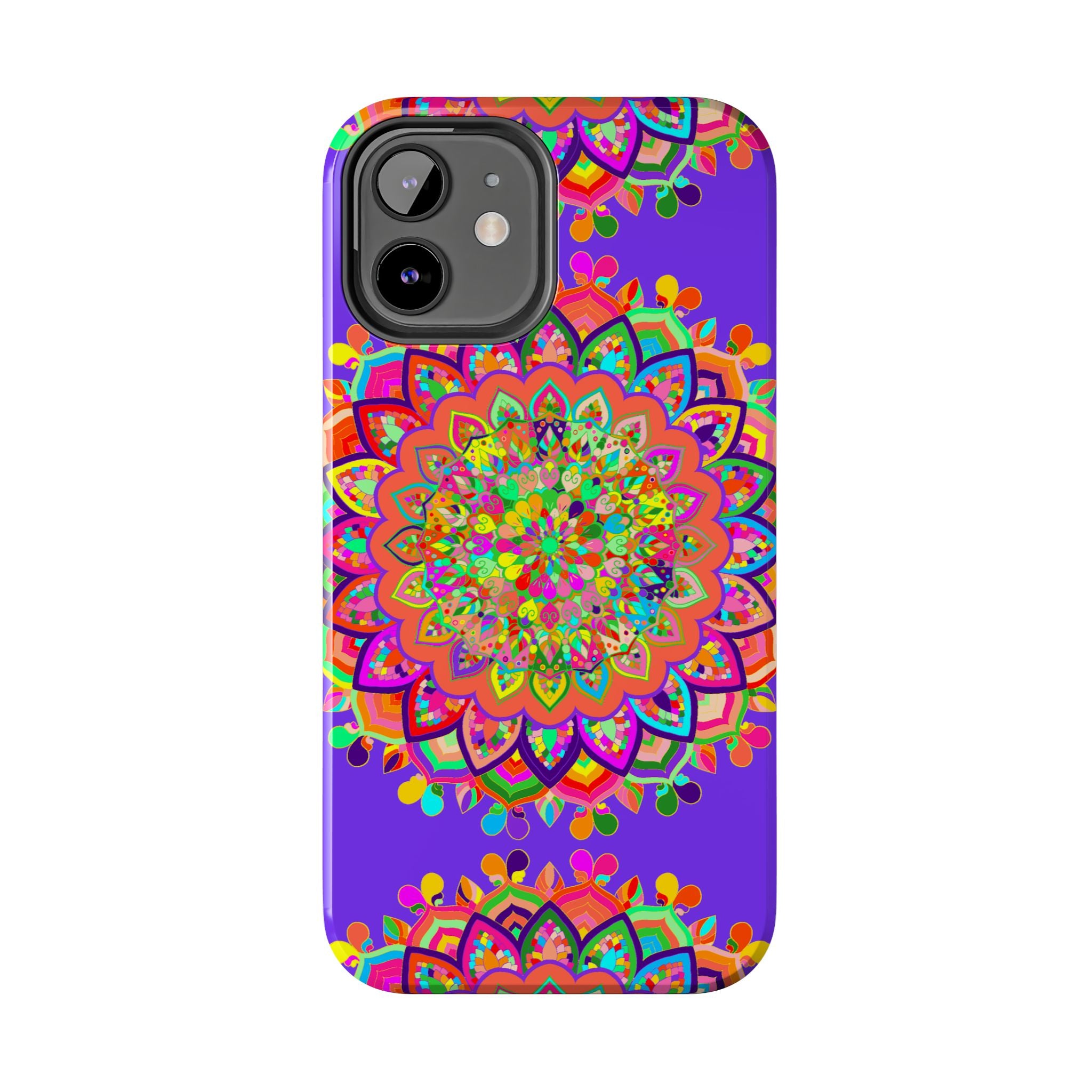 Beautiful hand-drawn purple mandala art phone case for stylish protection