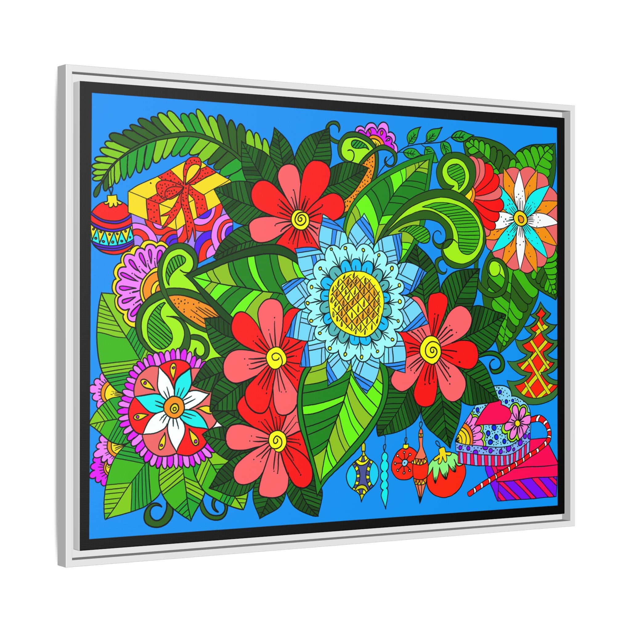 Handgefertigtes horizontales Poster mit Mandala-Design – Blumengekritzel