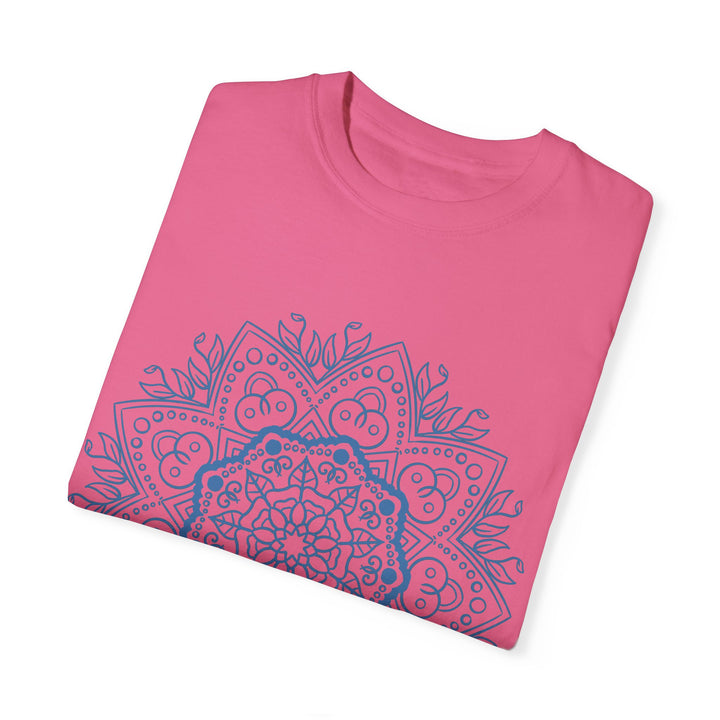 Handmade Mandala Art Tshirt featuring intricate design on unisex garment-dyed tee