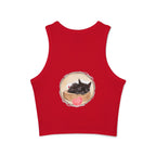 Sleeveless top with a lovable illustration of a dozing kitten