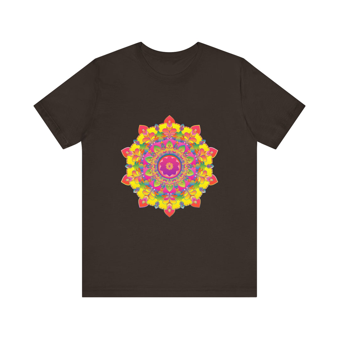 Vibrant Mandala Tee with Colorful Floral Design, Perfect for Adding a Pop of Color to Your Wardrobe