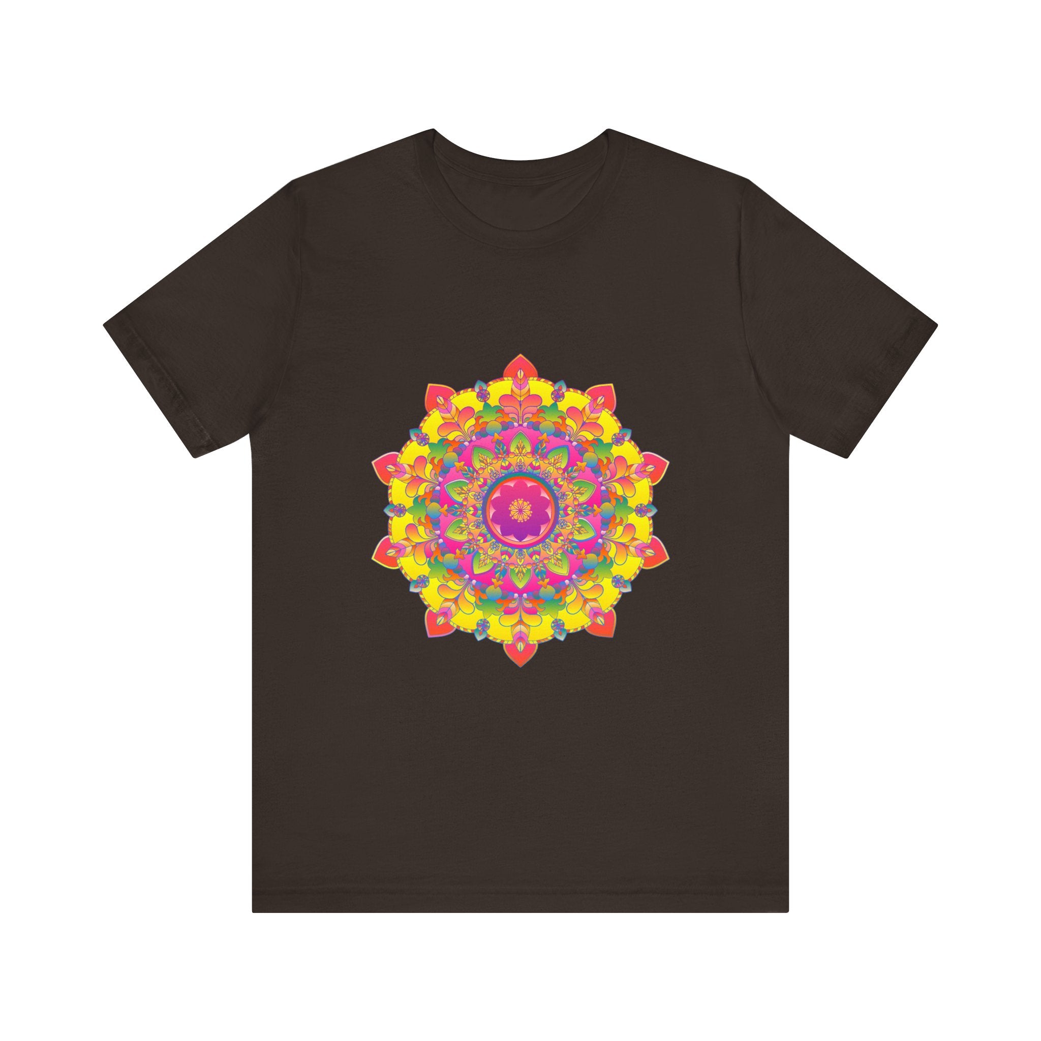 Vibrant Mandala Tee with Colorful Floral Design, Perfect for Adding a Pop of Color to Your Wardrobe