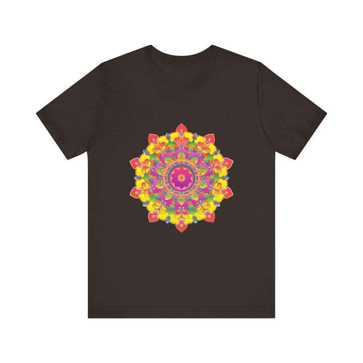 Vibrant Mandala Tee with Colorful Floral Design, Perfect for Adding a Pop of Color to Your Wardrobe