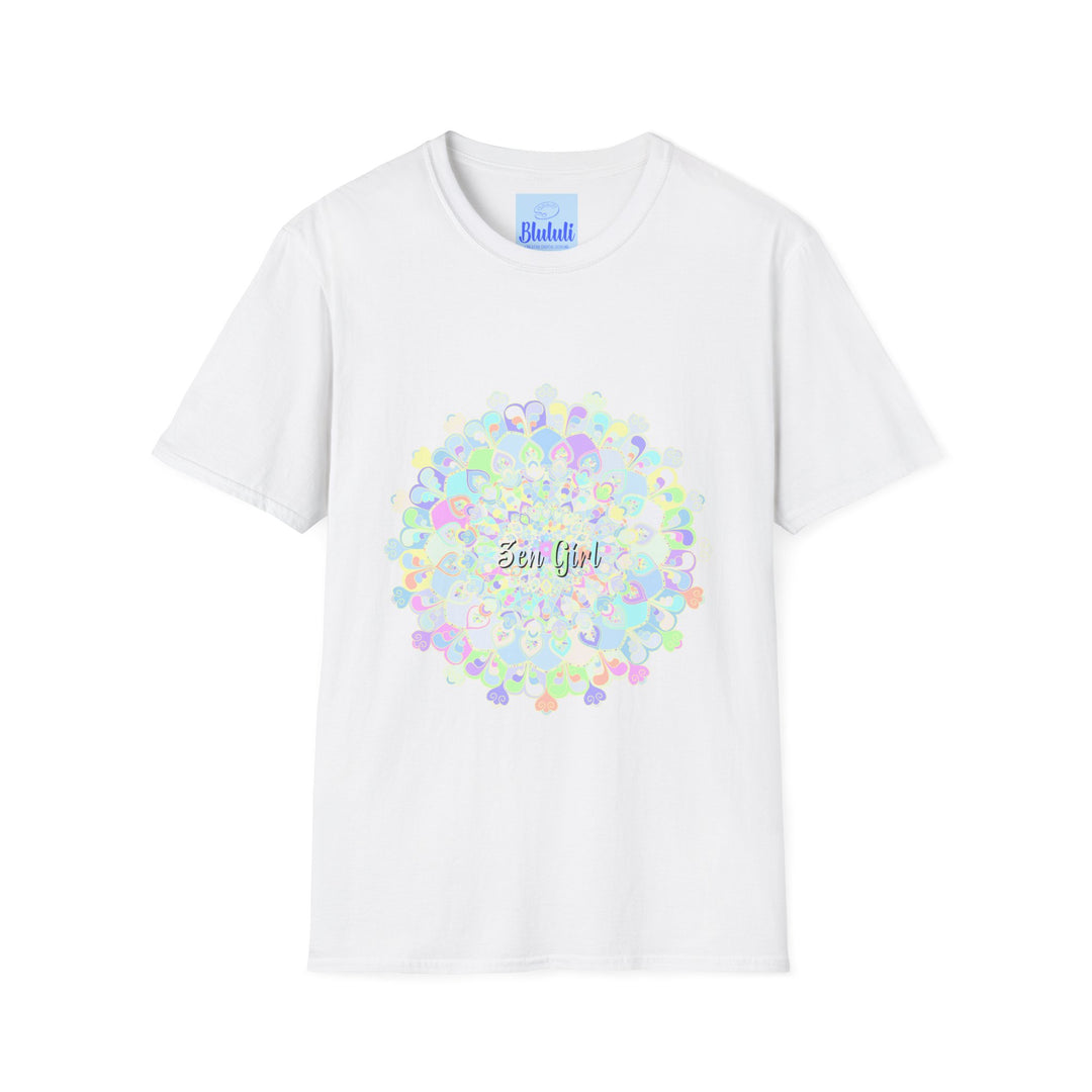 Colorful mandala-inspired t-shirt with a unique and intricate design