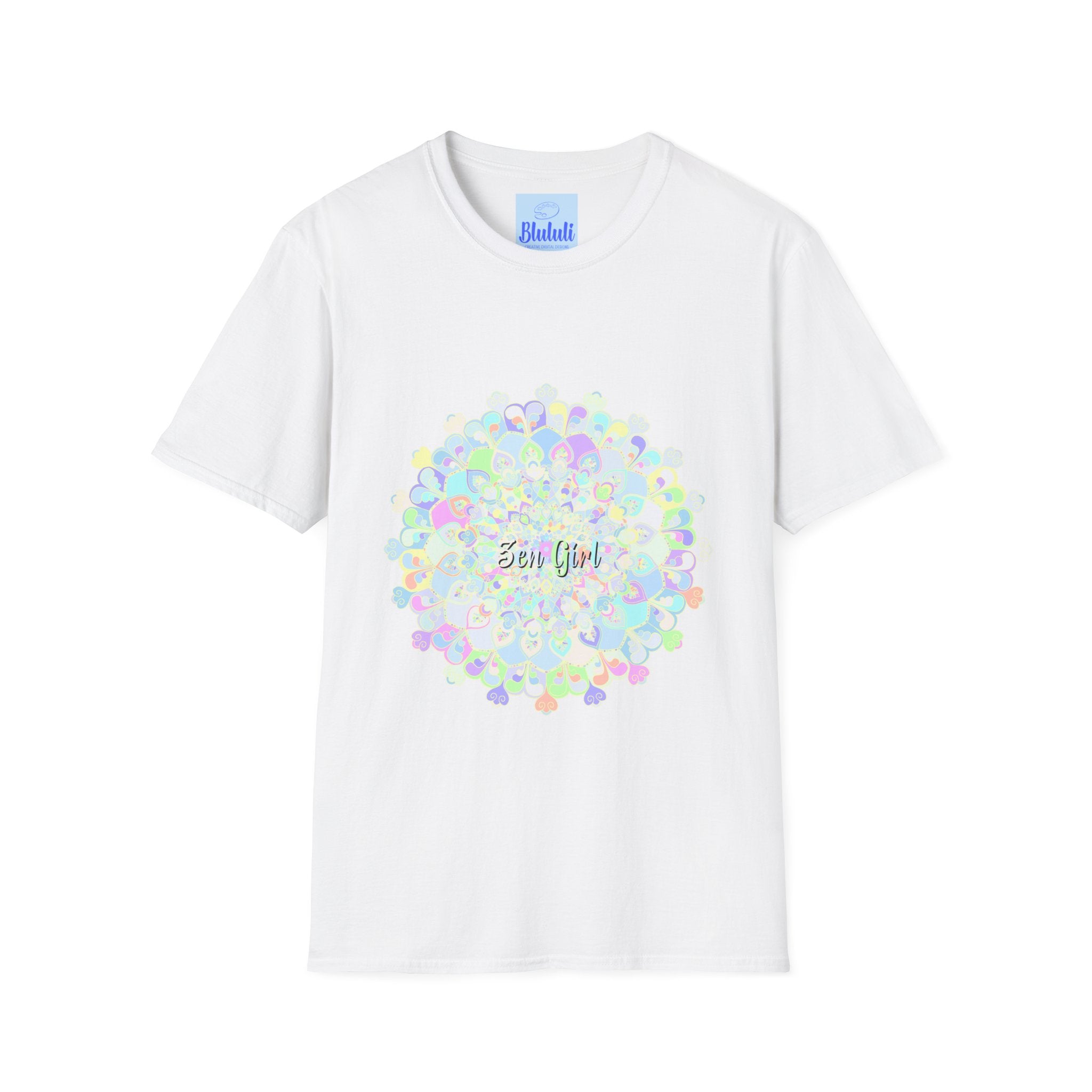 Colorful mandala-inspired t-shirt with a unique and intricate design