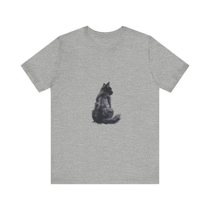 A comfortable and stylish black tee featuring a sleek silhouette of a cat