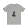 A comfortable and stylish black tee featuring a sleek silhouette of a cat