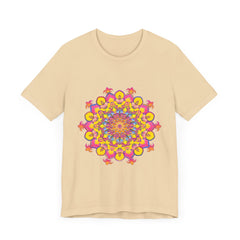 Colorful and vibrant floral mandala tee shirt with intricate design for women