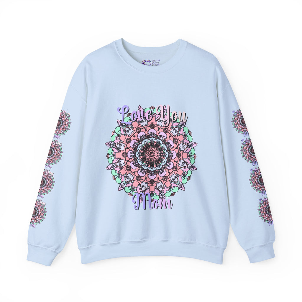 Felpa girocollo ispirata al mandala per mamme in tenui colori pastello