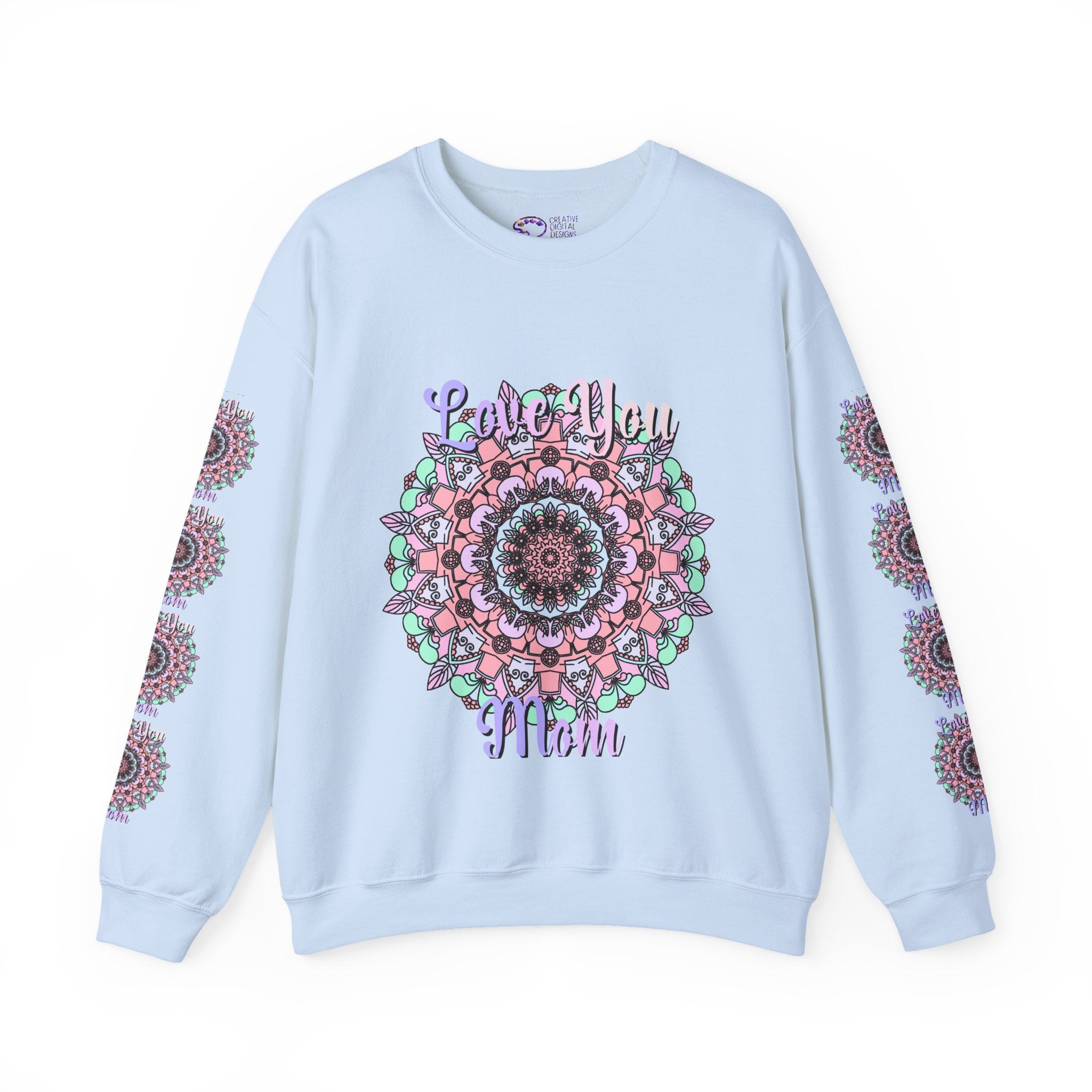 Mandala Inspired Crewneck Sweatshirt for Moms in Soft Pastels