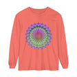 Eye-catching unisex long sleeve t-shirt with a bold and vibrant mandala design