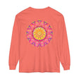 Colorful and intricate mandala design on a unisex long sleeve t-shirt