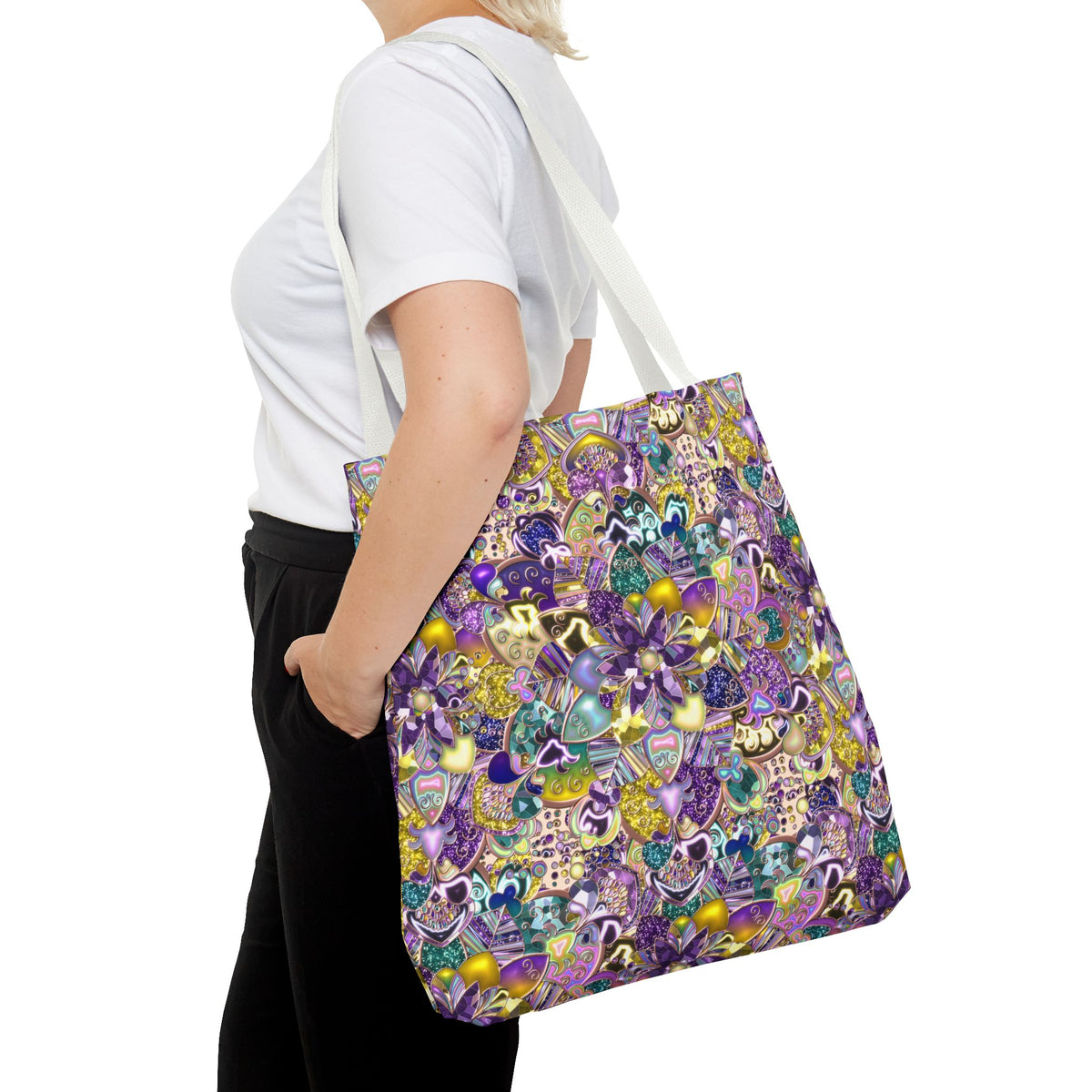 Colorful Purple Floral Pattern Tote Bag