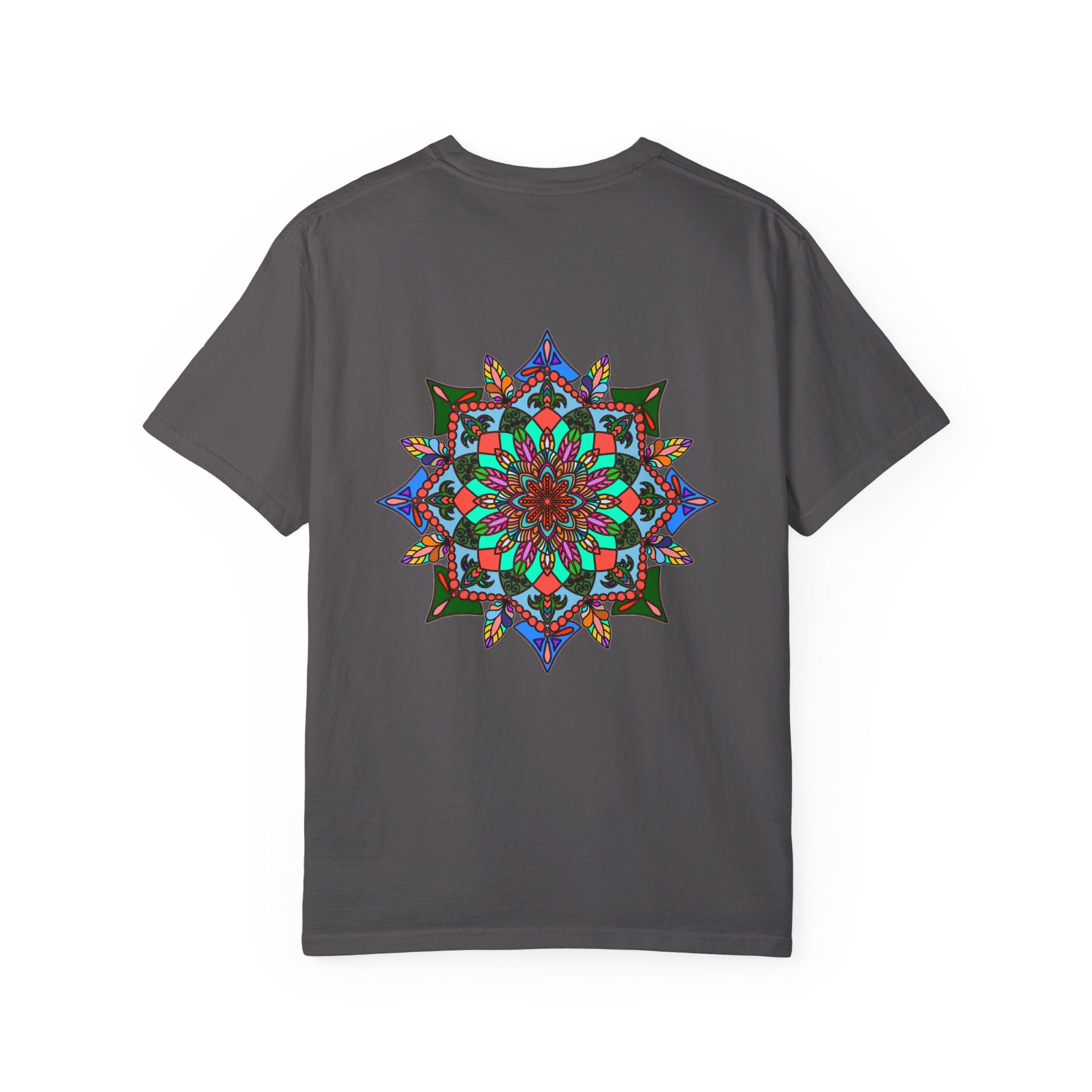 Unisex Mandala T-Shirt featuring intricate hand-drawn mandala art on 100% ring-spun cotton, garment-dyed for extra comfort