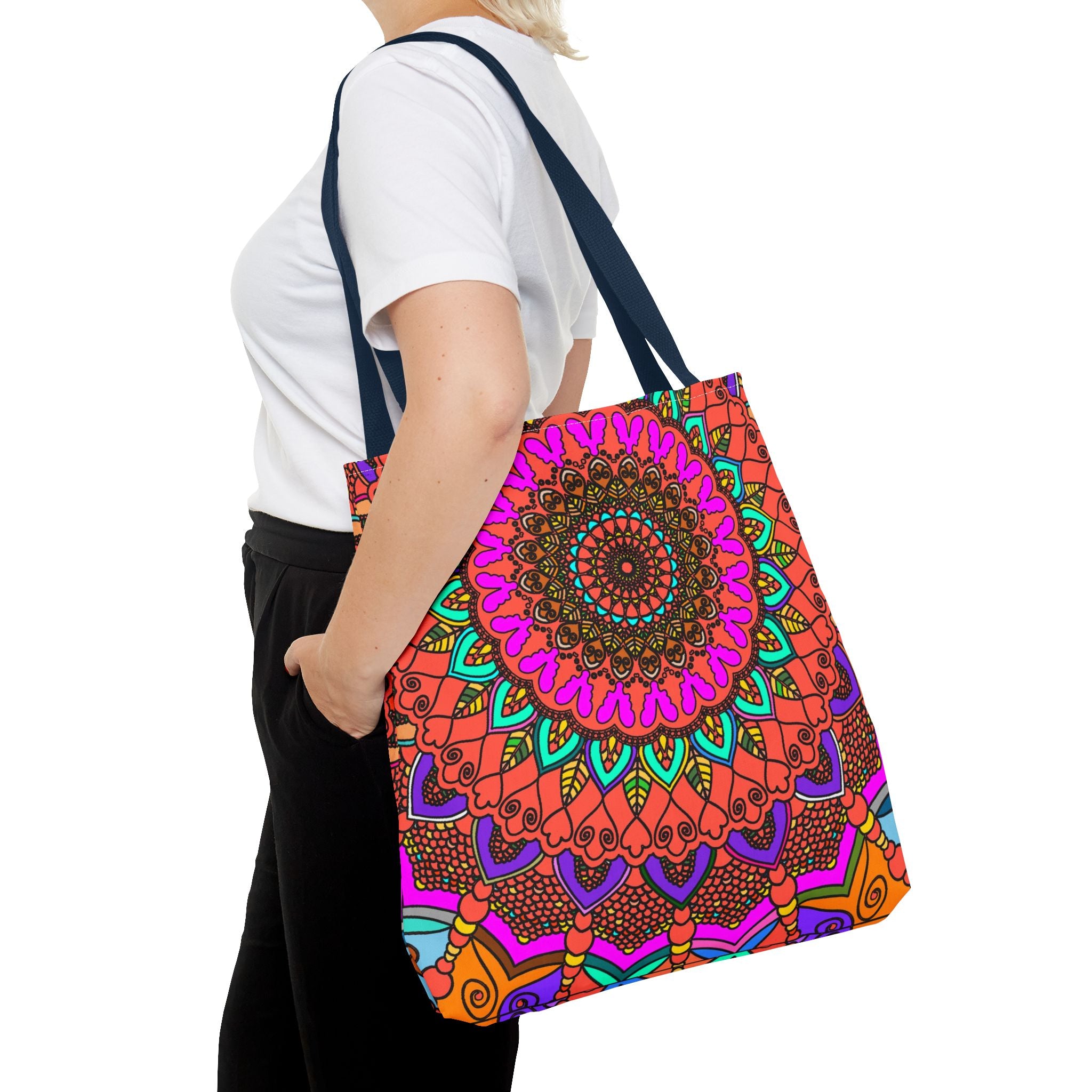 Borsa tote con mandala colorati – Stampa all-over in stile boho psichedelico
