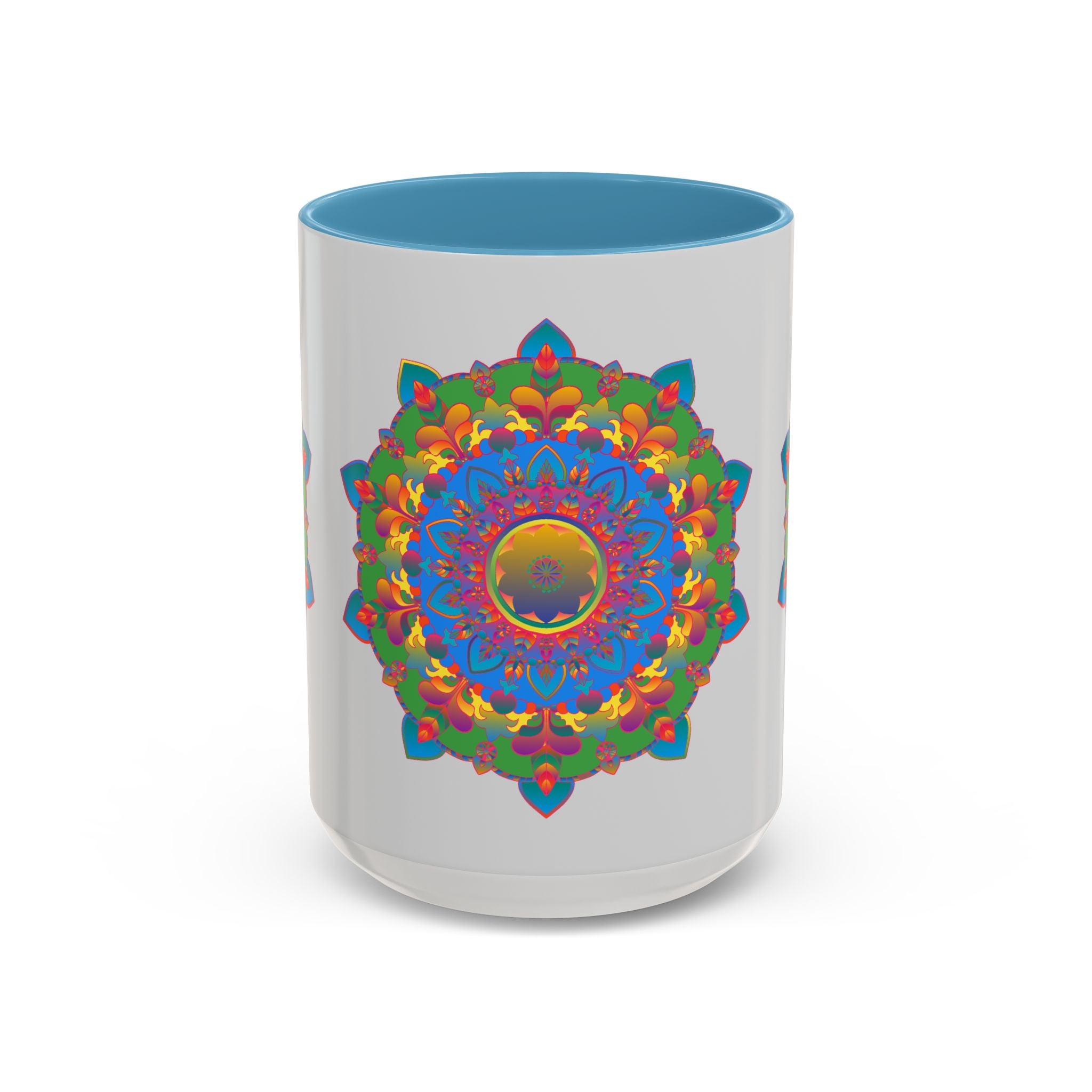 Eye-catching mandala flower illustration on grey background mug