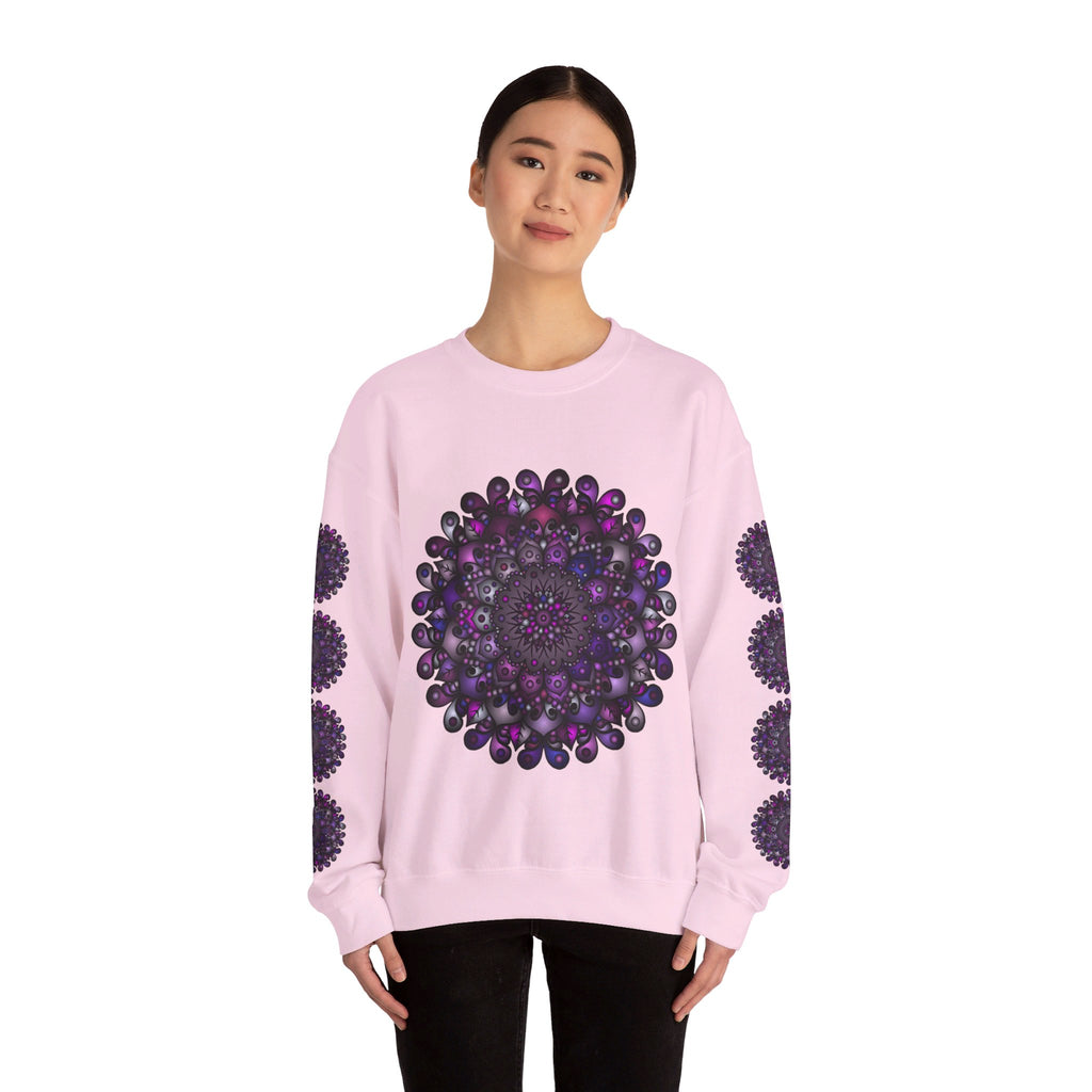 Unisex Heavy Blend™ Crewneck Sweatshirt featuring a vibrant purple mandala design