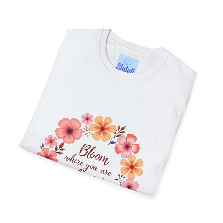 Beautiful t-shirt featuring a floral mandala design and inspiring quote