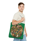 Boho Mandala Tote Bag — Green Floral Pattern AOP Shopper