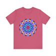 Vibrant Mandala Tee featuring colorful spiritual art in a rainbow of hues