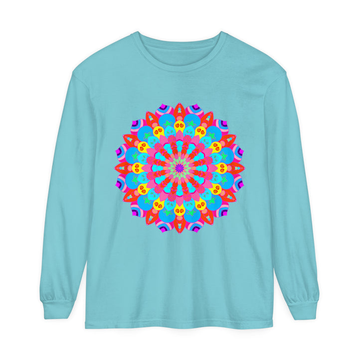 Colorful Mandala Unisex Long Sleeve T-Shirt featuring intricate and vibrant mandala design