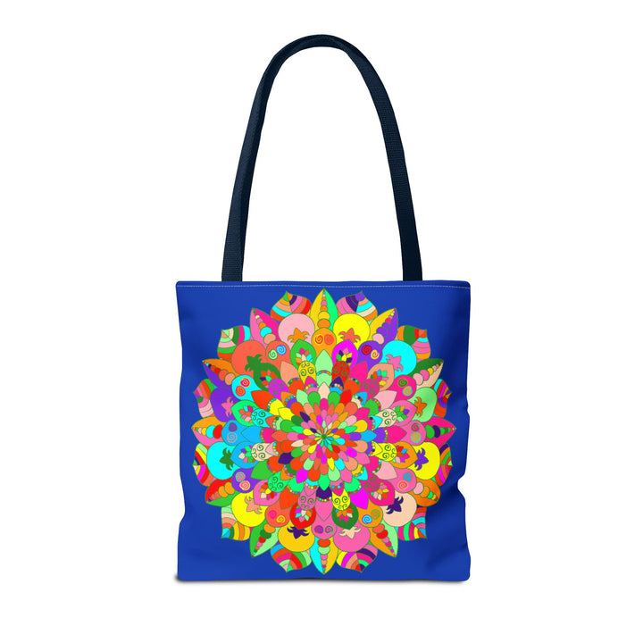 Gorgeous dark blue tote with a striking and intricate mandala pattern