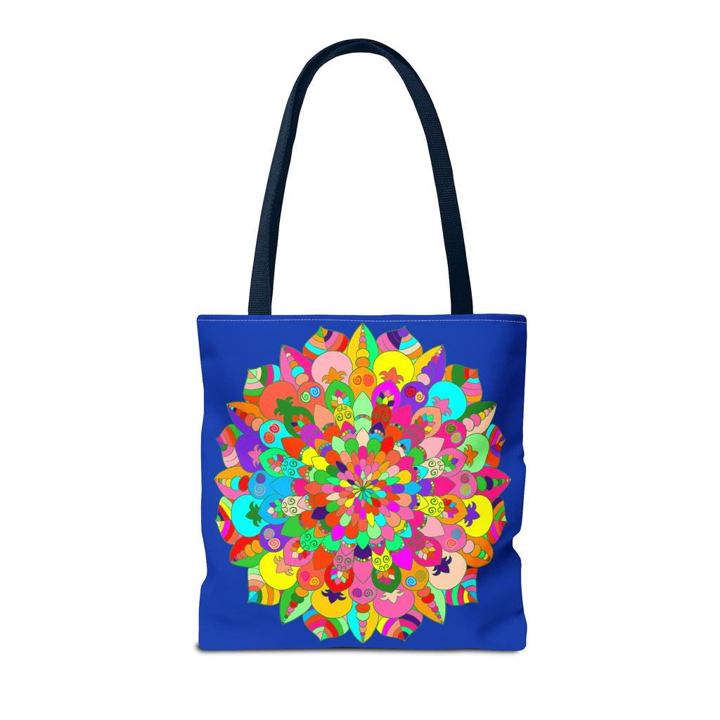 Gorgeous dark blue tote with a striking and intricate mandala pattern