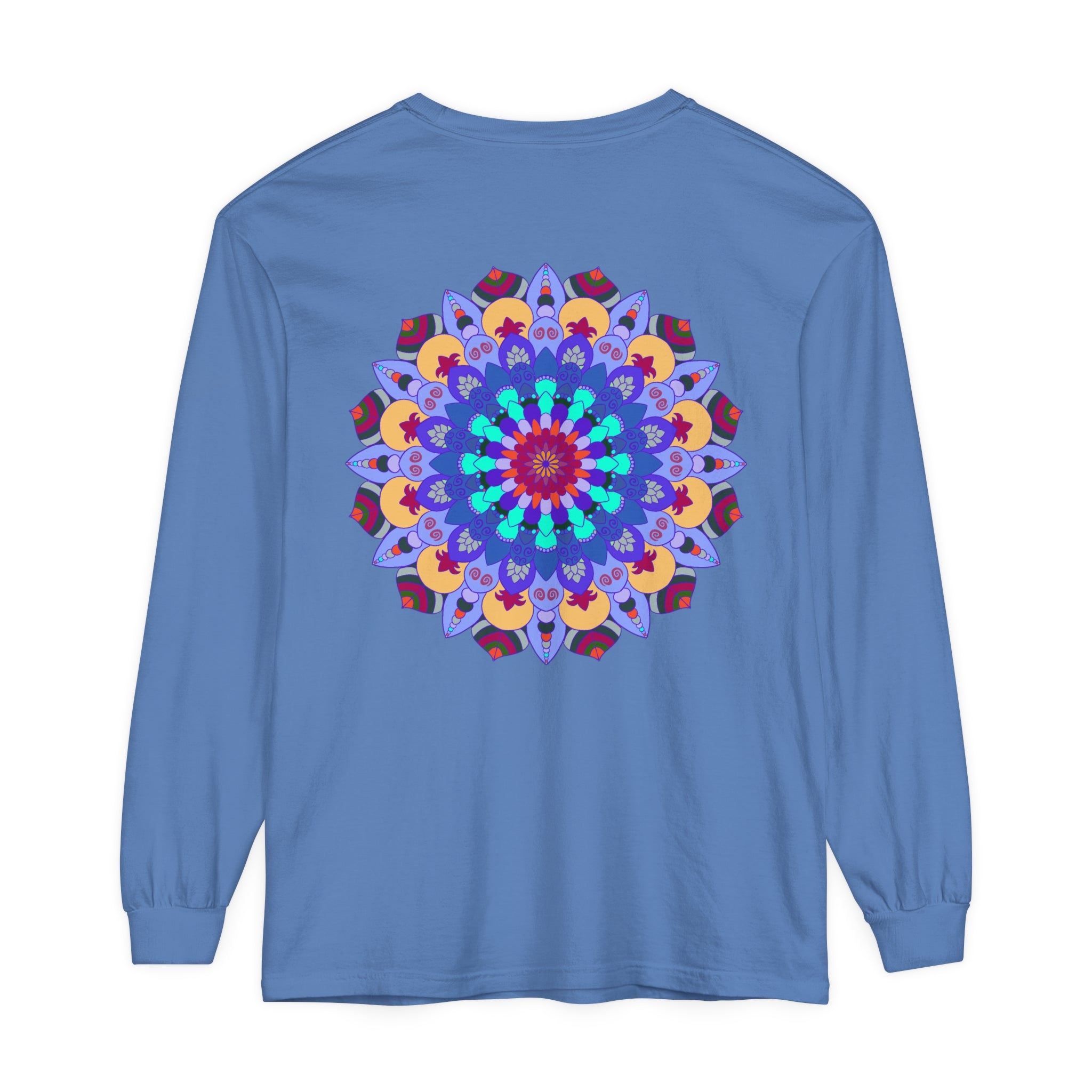  Mandala patterned long sleeve tee with vibrant and eye-catching colors