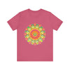 Vibrant mandala tee featuring colorful and intricate design, perfect for adding a pop of color to any outfit