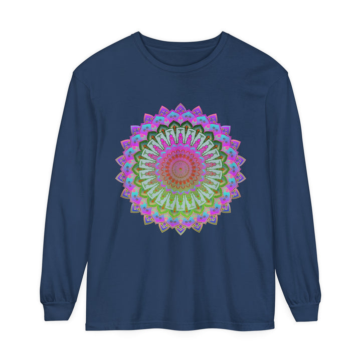 Colorful and intricate mandala design long sleeve t-shirt for all genders