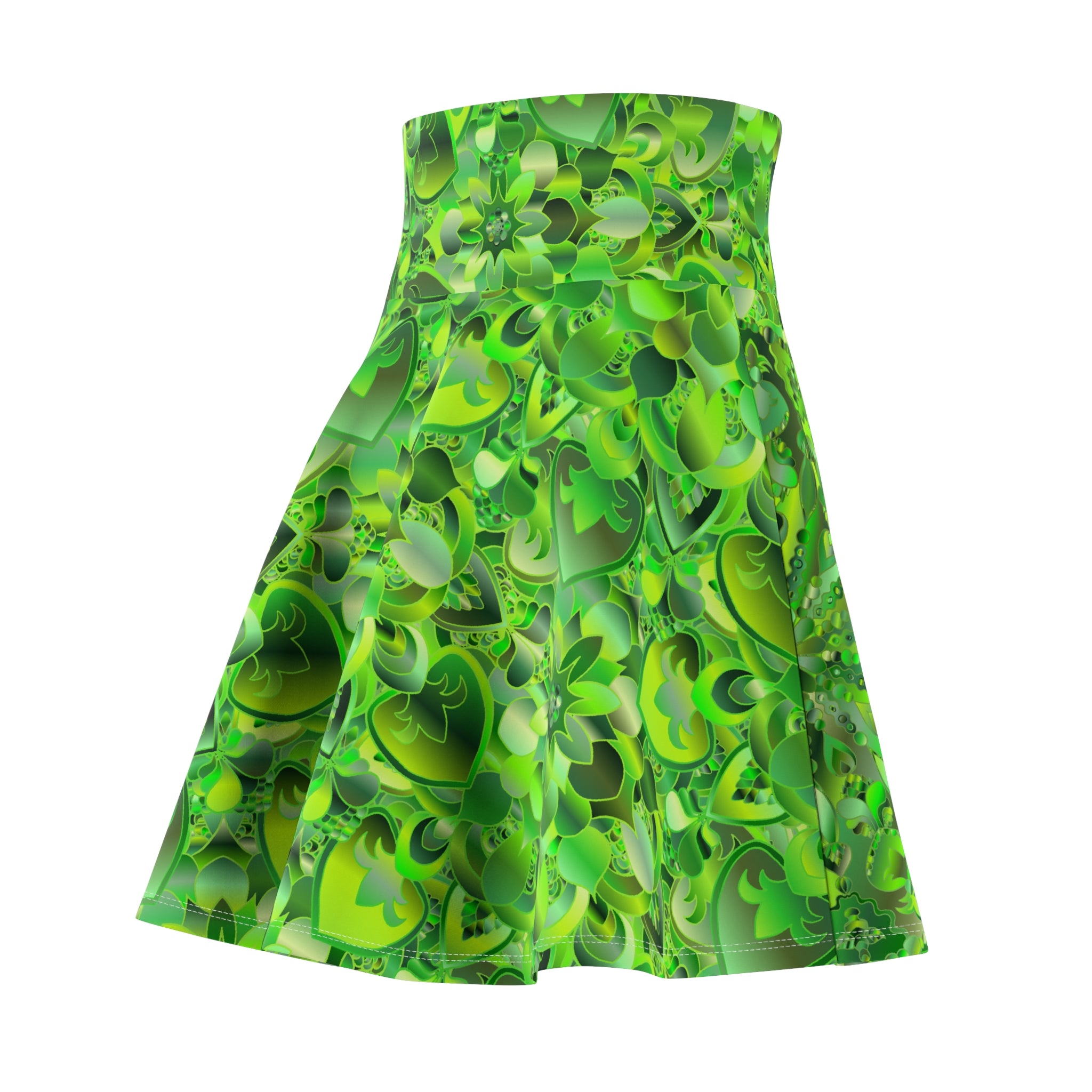 Green Shades Floral Mandala Skater Skirt