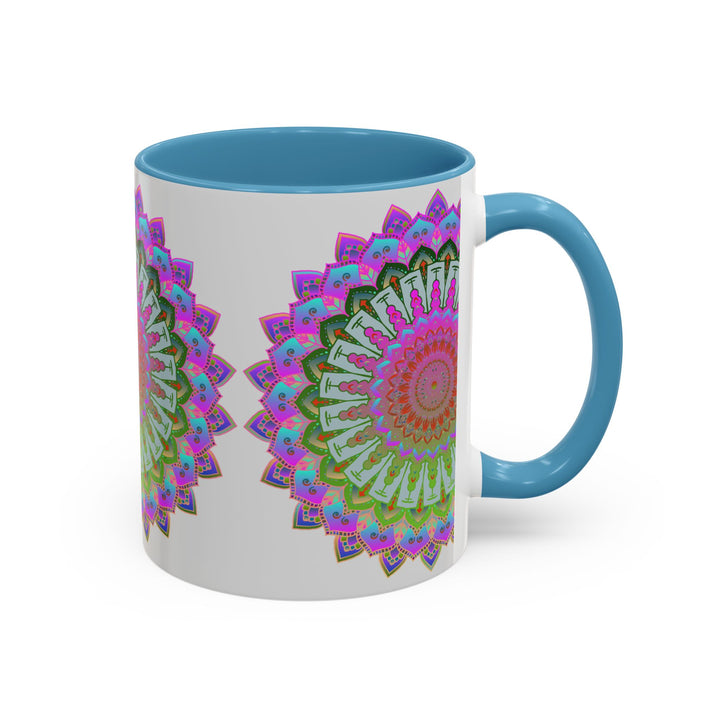 Colorful mandala art mug featuring hand-painted intricate design