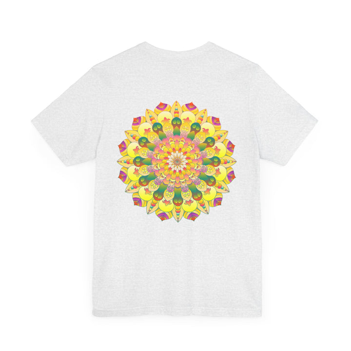 A vibrant mandala tee featuring intricate spiritual designs for peace and harmony