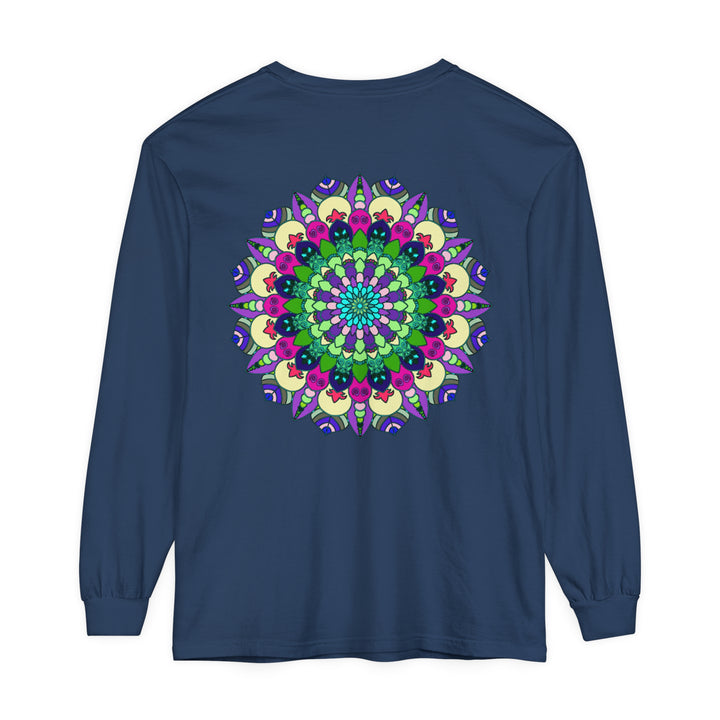 Colorful and intricate mandala design long sleeve t-shirt, suitable for all genders