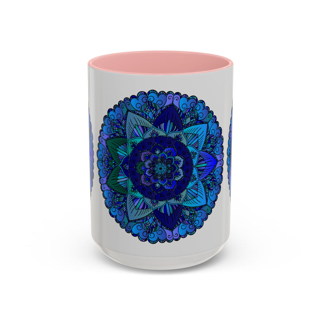 Beautiful blue and purple mandala art design on ceramic mug