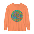 A vibrant and intricate mandala design adorns this unisex long sleeve t-shirt, perfect for adding a pop of color to any outfit