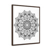 Handmade black and white mandala wall art on gallery canvas wraps in vertical frame