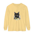 Black Cat Watercolor Floral Unisex T-Shirt with vibrant floral design