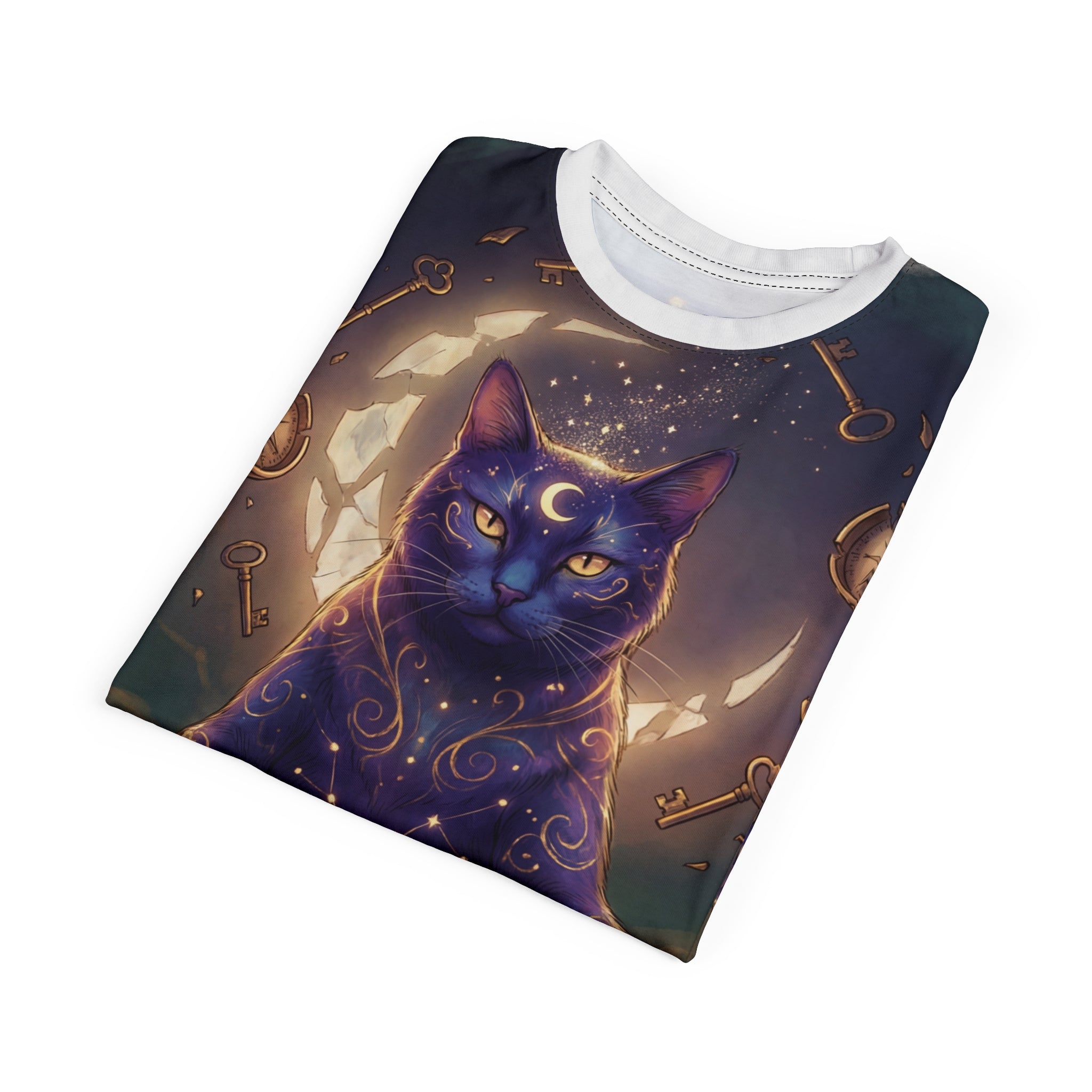 Cosmic Oracle Cat Tee - "Guidance & Intuition" Meditative Feline Graphic